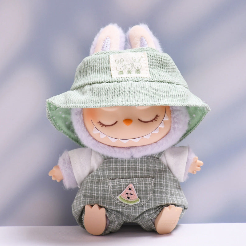 Only clothes] the first and second generation of cloth pendant plaid suspenders suit vinyl Labubu baby clothes