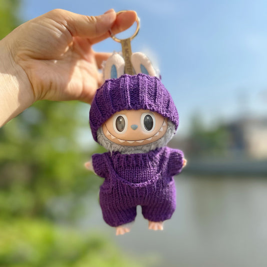 Purple Vinyl Plush Doll Clothes 17CM Pendant Rab Milan Fashion Week Purple Sweater Hat suit
