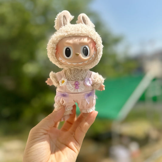Only clothes] 17CM cloth cloth clothes key chain LABUBU small flower suspenders 10CM doll shoes accessories