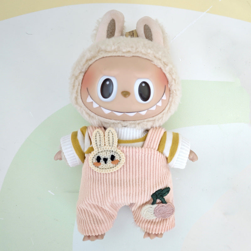 The suspenders are suit suitable for cloth pendant clothes to replace the 17cm Macaron vinyl Labubu doll clothes.