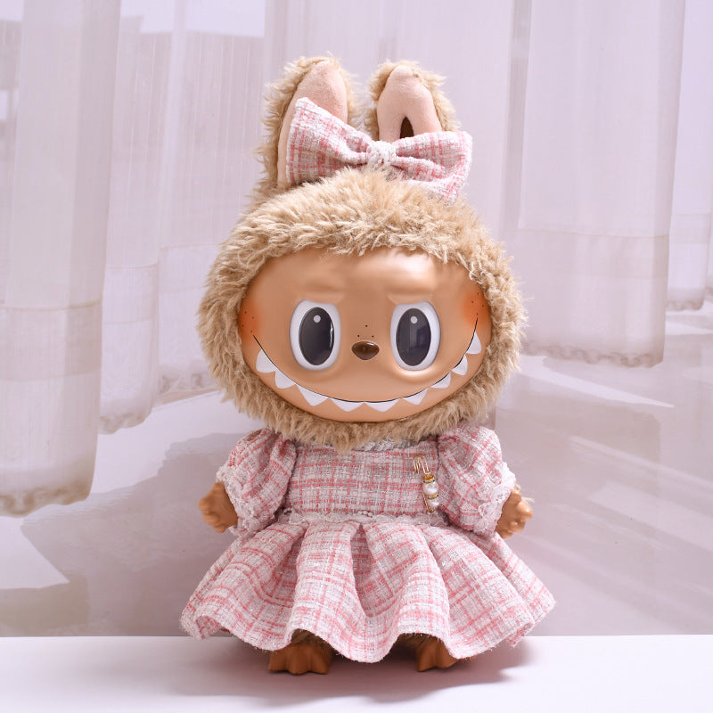 Only clothes] 38cm labubu labubu for clothes plaid small fragrant wind suit change baby clothes