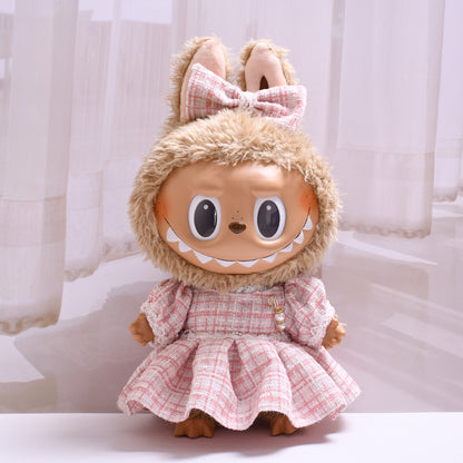 Only clothes] 38cm labubu labubu for clothes plaid small fragrant wind suit change baby clothes