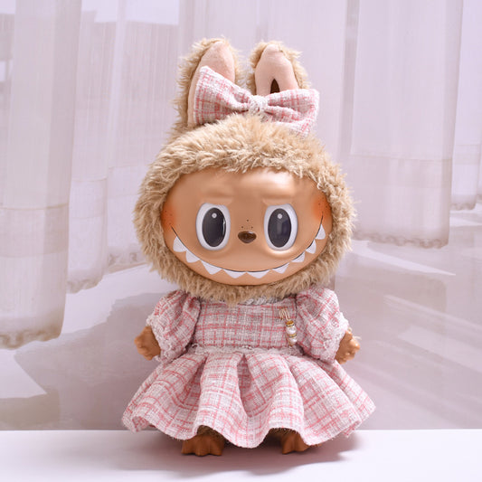 Only clothes] 38cm labubu labubu for clothes plaid small fragrant wind suit change baby clothes