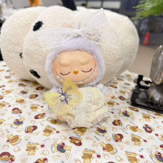 The first and second generation of LABUBU clothes key chain pull cloth sit party baby clothes butterfly fairy suit blind box