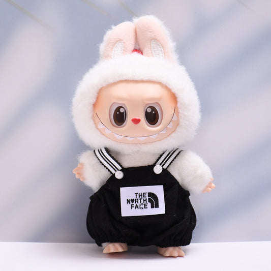 Labubu Doll Overalls & Hat Set - Trendy Outfit for 1st & 2nd Gen Pendant Labubu