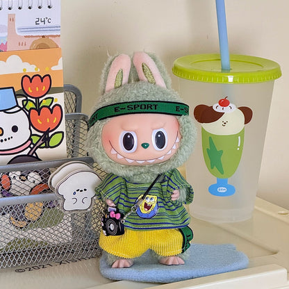17cm Labubu Pendant Doll Vinyl Labubu Doll Can Wear suit for Plush Toy Clothes
