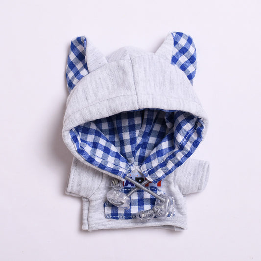Labubu Doll Plaid Hooded Vest for 1st & 2nd Gen Pendants - Black/Red & Gray/Blue