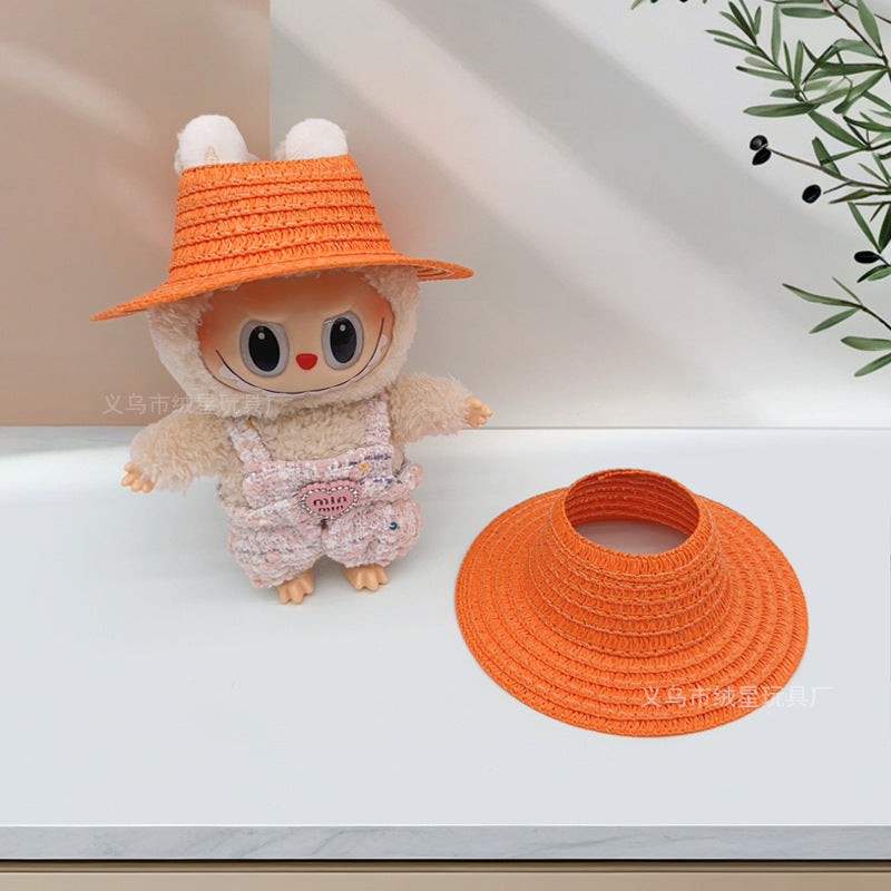 Labubu Empty Top Open Straw Hat Woven Hat Party Clothing Accessories Pastoral Style Labubu Doll Clothes Decorative Matching