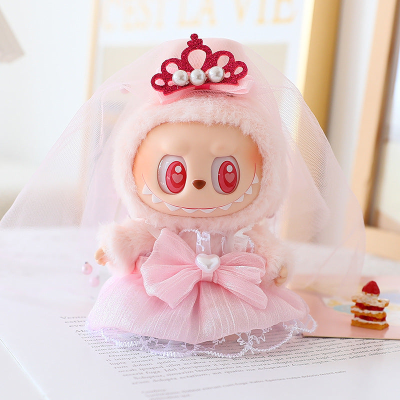 The first and second generation key chain Labubu clothes pendant pull cloth for wedding dress suit wedding suit hat shoes