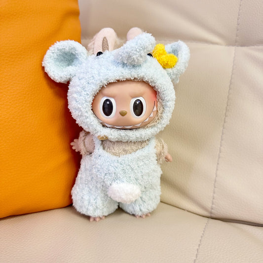 Only clothes] 17cm vinyl blind box cloth clothes handmade cake blue elephant suit LABUBU
