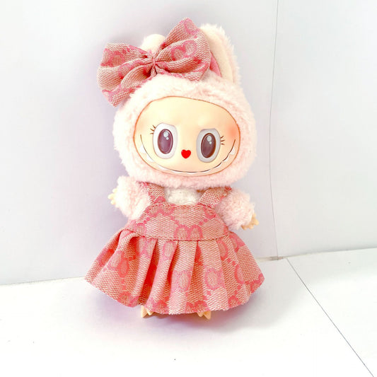 Labubu Doll Outfit - 17cm Party Clothes Set with Skirt, Suspenders & Accessories