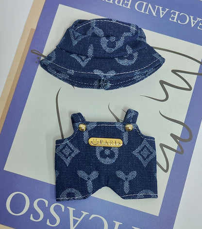 Labubu Doll Outfit - Pink & Denim Skirt Suit for 16-20cm Dolls