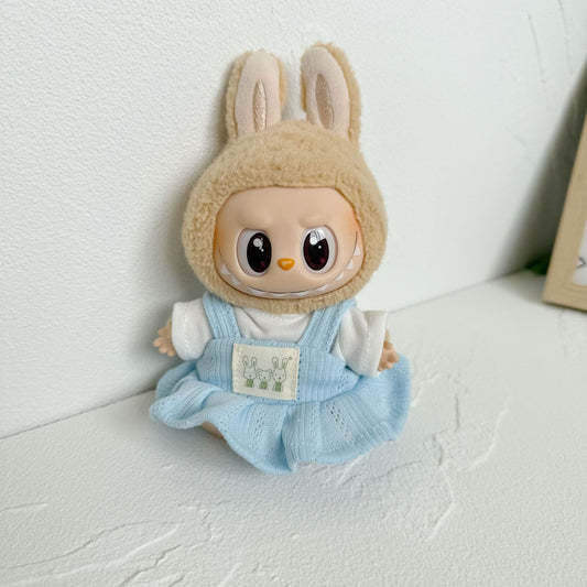 Clothes Only] 17cm Labubu Pendant Couple T-Shirt Overalls Skirt Clothing Accessories Blind Box Doll Clothes
