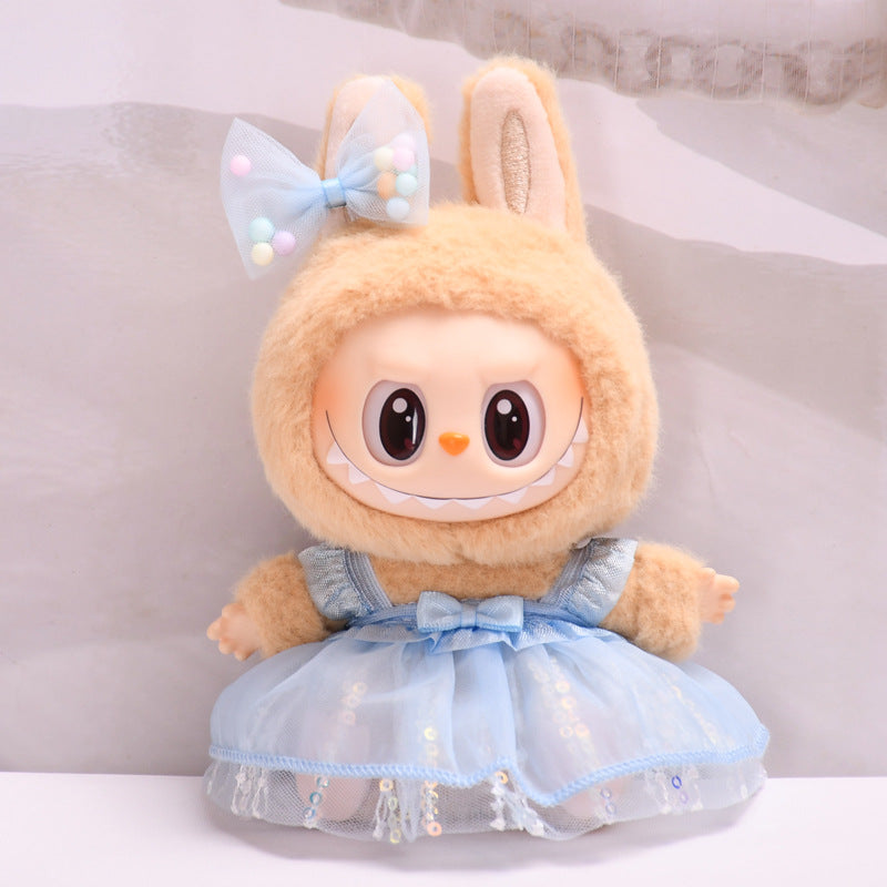 Only clothes] vinyl blind box pendant labubu sit party clothes sequins gauze skirt cloth cute