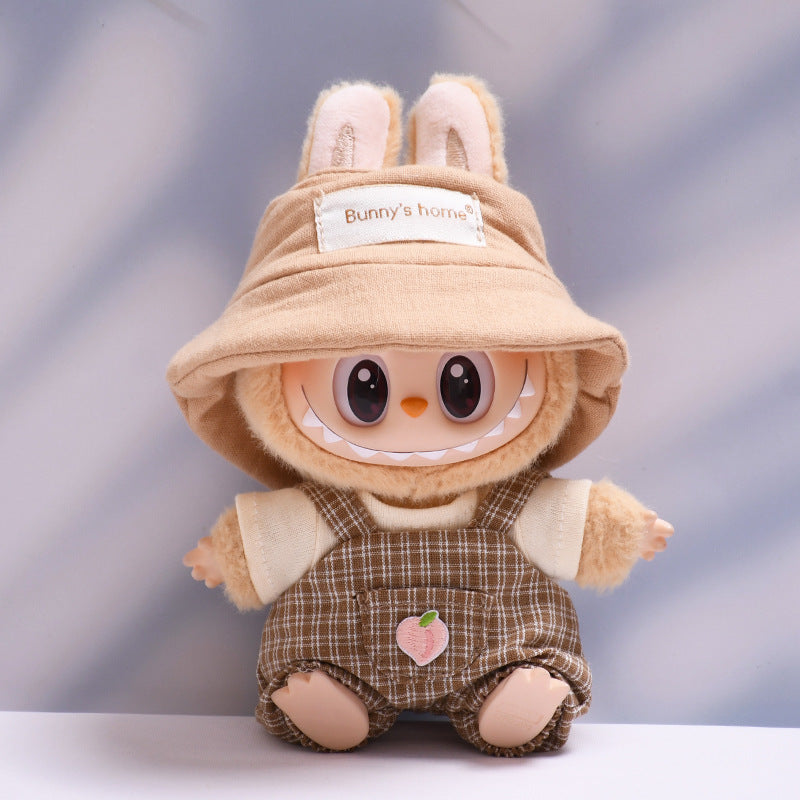Only clothes] the first and second generation of cloth pendant plaid suspenders suit vinyl Labubu baby clothes