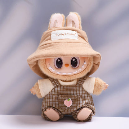 Only clothes] the first and second generation of cloth pendant plaid suspenders suit vinyl Labubu baby clothes