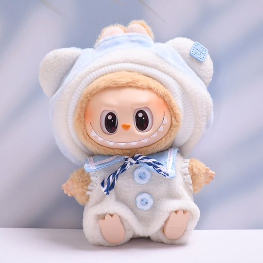 Labubu Pendant Doll Blue Bear Hat Outfit - 2nd Gen Clothes
