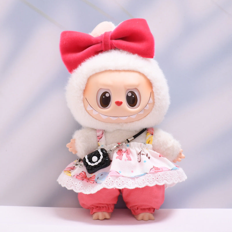 Baby Clothes Only] First, Second and Third Generation Pendants Labub Bow Small Flower Skirt Pants Suit Labub Replacement Baby Clothes