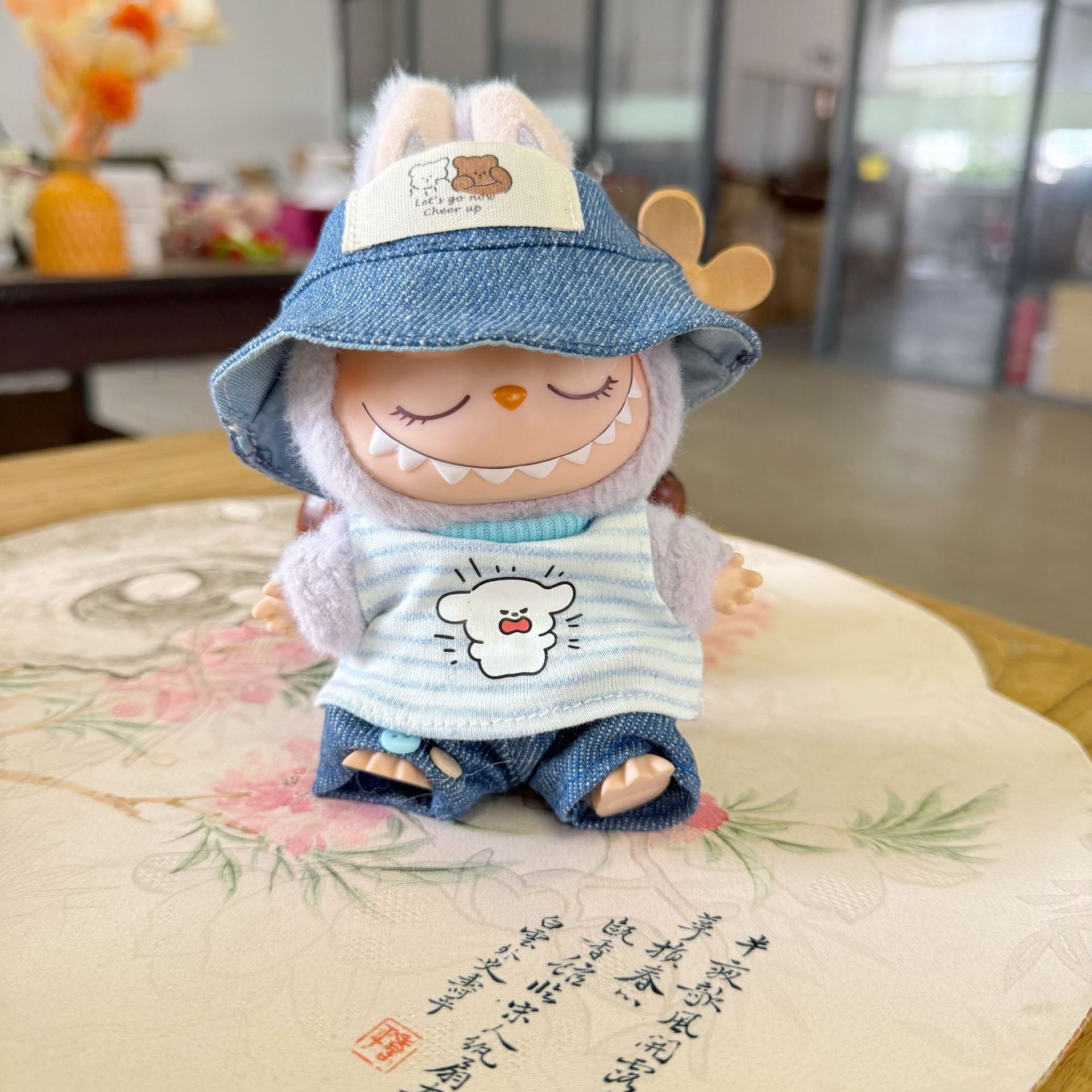 Clothes Only] Labubu Clothes First, Second and Third Generation Blind Box Labubu Replacement Cartoon Stripesd t Jeans Suit