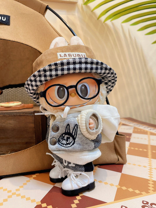 Labubu 17cm Baseball Uniform Set with Black Glasses