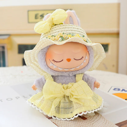 Generation II Blind Box Labubu Pendant Clothes Rab Cloth Sit Clothes Baby Clothes Pink Love Bear dress
