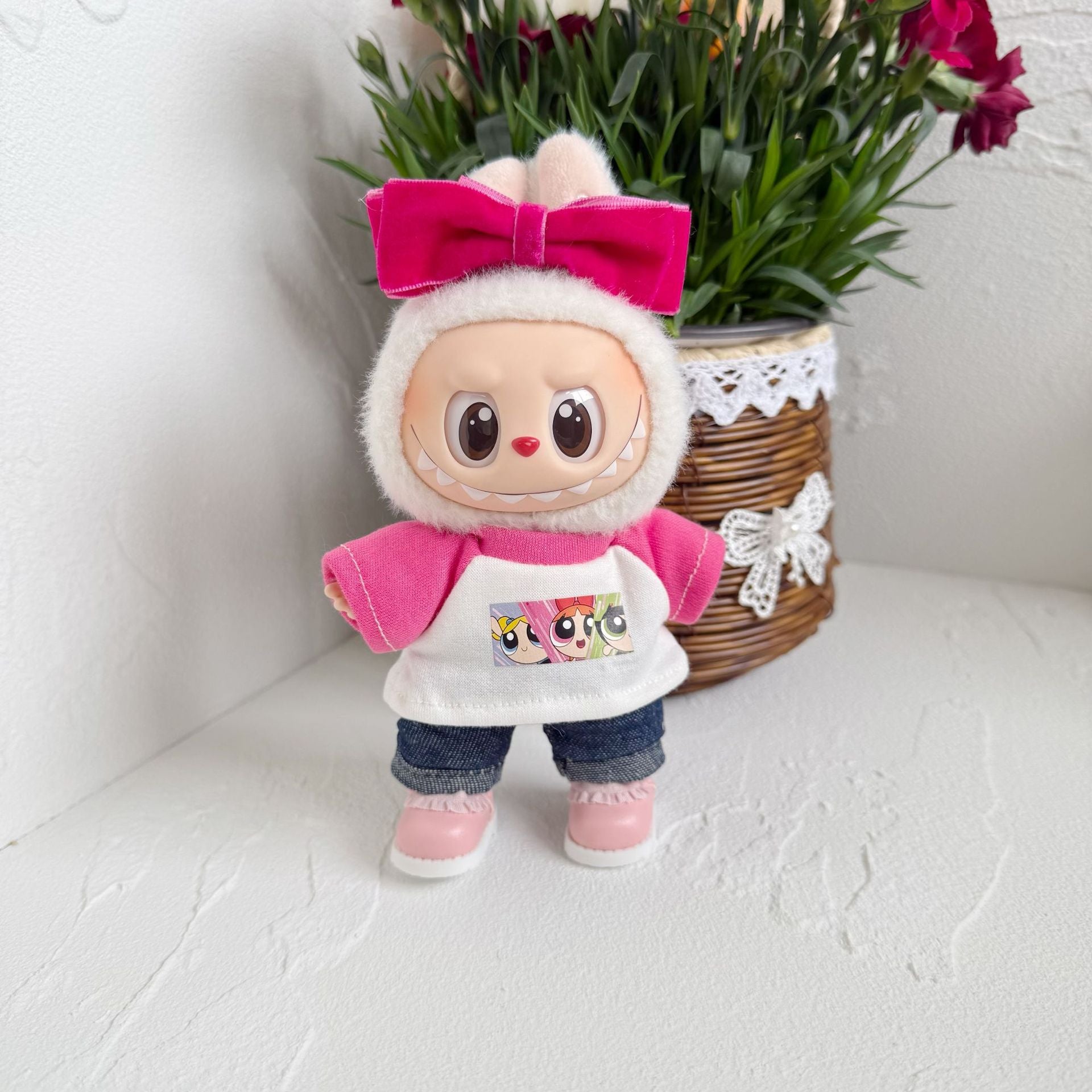 Only clothes] 17cm rabubova clothes LABUBU blind box sit party one or two generation hairband pink girl