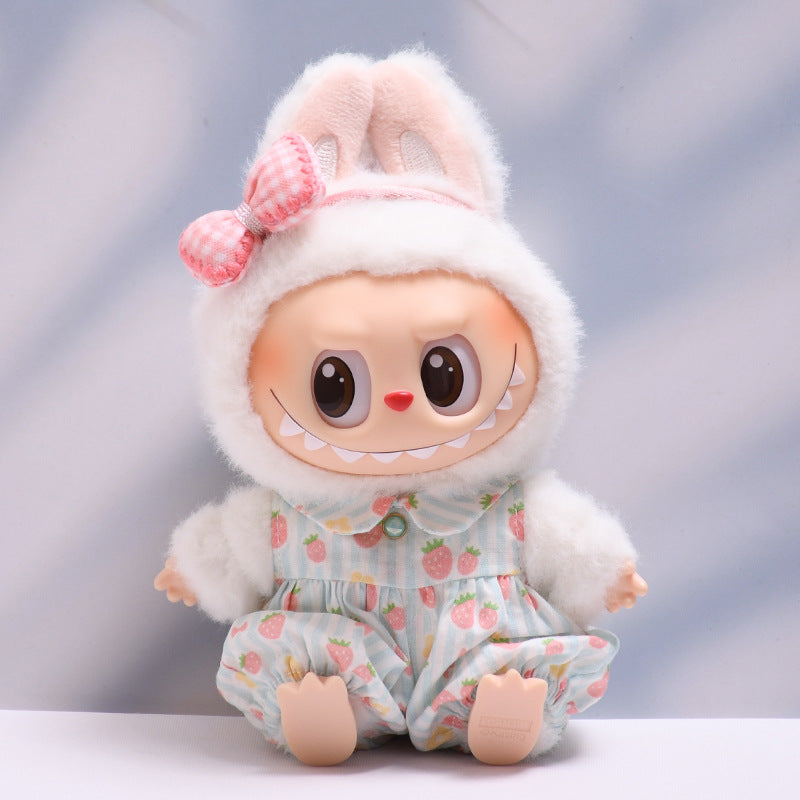 Only baby clothes] one, two and three generations of pendants labubu clothes strawberry jumpsuit suit labubu baby clothes