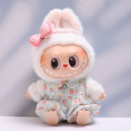 Only baby clothes] one, two and three generations of pendants labubu clothes strawberry jumpsuit suit labubu baby clothes