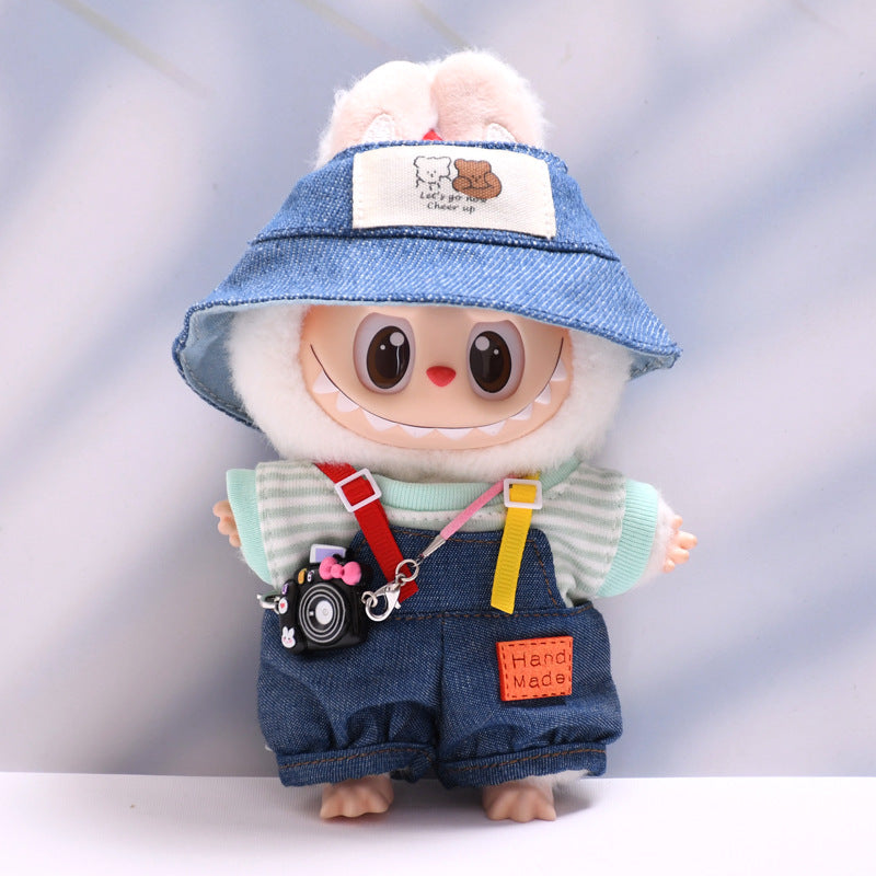 Only baby clothes] one, two and three generations of pendants labubu clothes Denim pants striped T labubu baby clothes