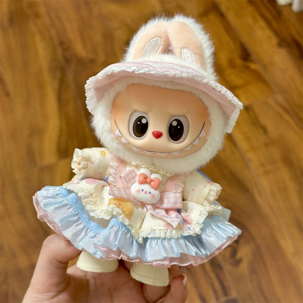 [Only Clothes] 17cm Blind Box Labubu Handmade Frog Piggy Stuffed Christmas Suit Labubu Hanging