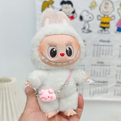Labubu Doll Outfit - Sweetheart Strawberry Chef & Colorful Skirt for 15-17cm Pendant