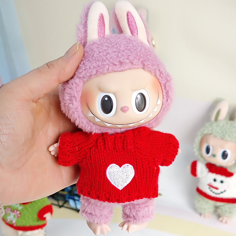 Sweater suitable for pulling cloth pendant clothes for knitted sweater 17cm labubu pendant doll clothes replacement