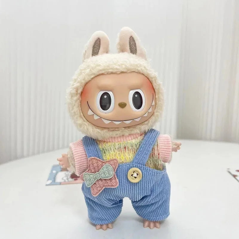 Only clothes] 17CM cloth cloth clothes 15CM doll Denim straps cartoon plaid suit hot sale