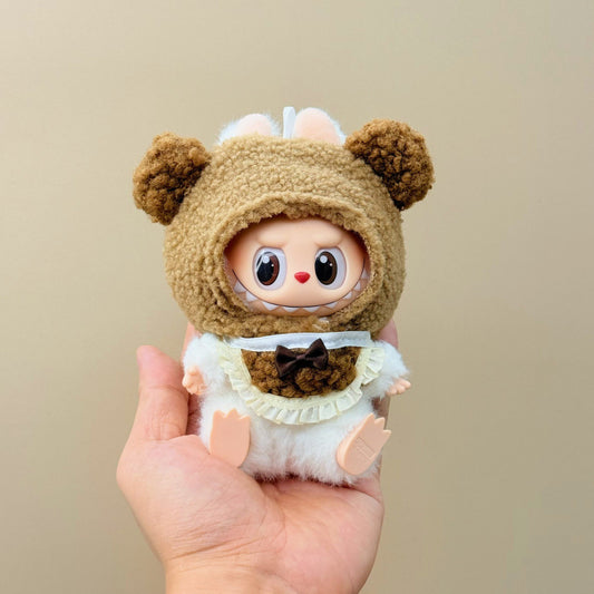 Labubu Doll Outfit Set - 17cm Cute Animal Costume (Headwear & Bib)