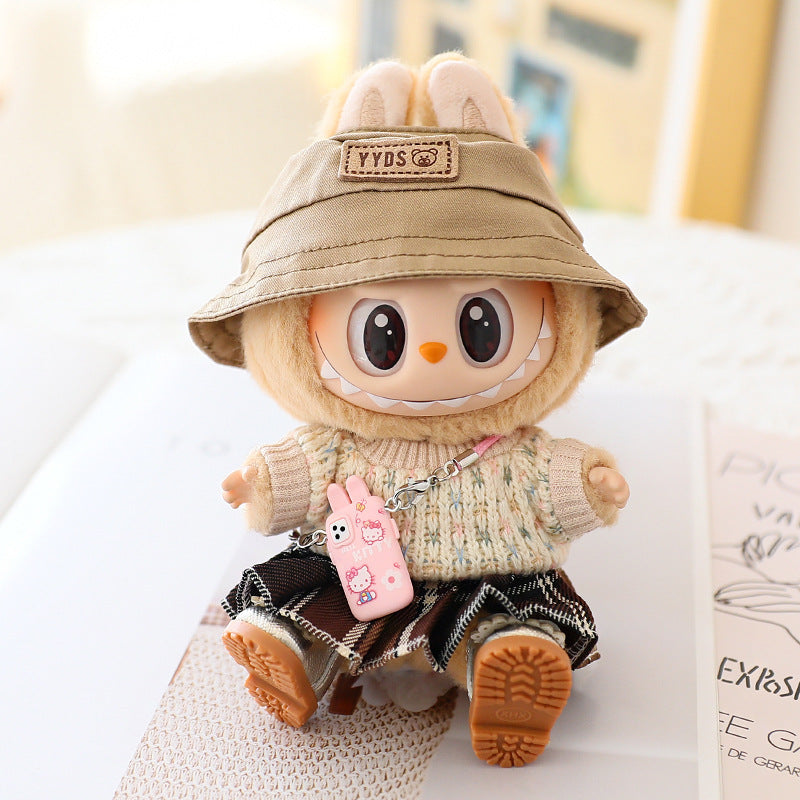 The second generation of Labubu blind box pendant clothes sit party pull cloth doll clothes for JK pleated skirt suit