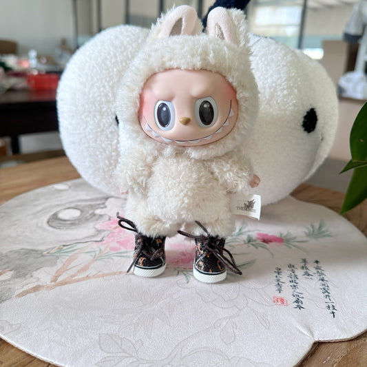 Shoes Only] 17CM Labubu Doll Shoes Pendant LABUBU Accessories Big Brand Printing Lace-up sneaker Tide