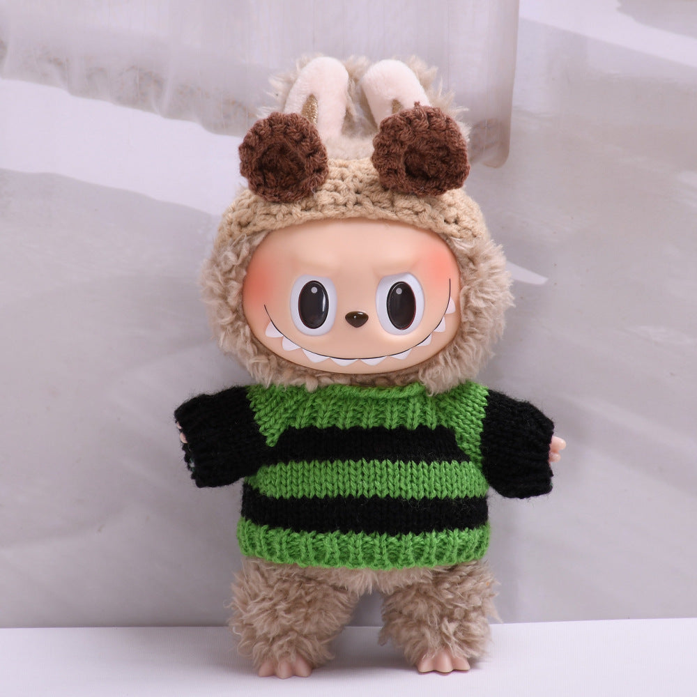 Labubu Doll Clothes - Striped Sweater & Headband Outfit for 1st & 2nd Gen Pendant