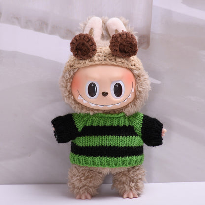 Labubu Doll Clothes - Striped Sweater & Headband Outfit for 1st & 2nd Gen Pendant