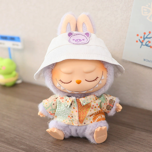 LABUBU cloth clothes sit party heart Macaron 17cm 15cm vinyl pendant hat shirt