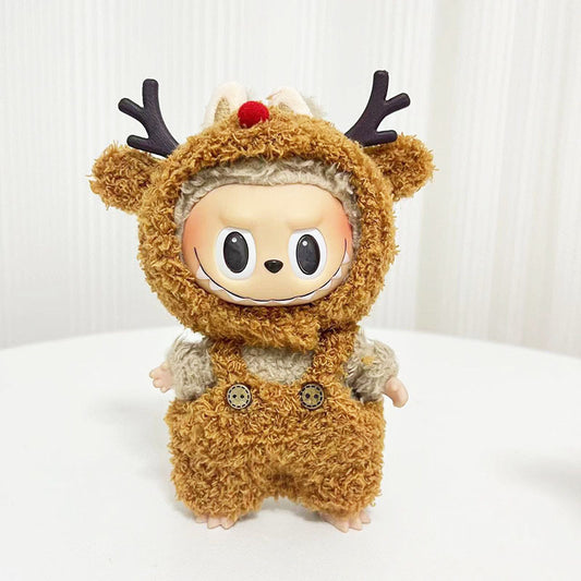 Only clothes] 17CM cloth cloth clothes key chain LABUBU big ear dog powder pig elk suit pendant in stock