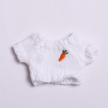 Labubu Doll Winter Outfit - White Sweater & Smiley Wool Hat for 17cm Pendant