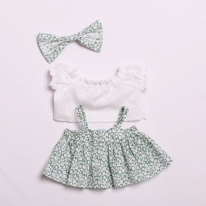 Only clothes] 38cm cloth cloth spring and summer clothes floral strap skirt suit labubu replacement doll dress