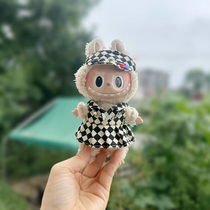 Only clothes] 17CM pendant cloth cloth clothes blind box LABUBU doll rhombus strap skirt suit new product