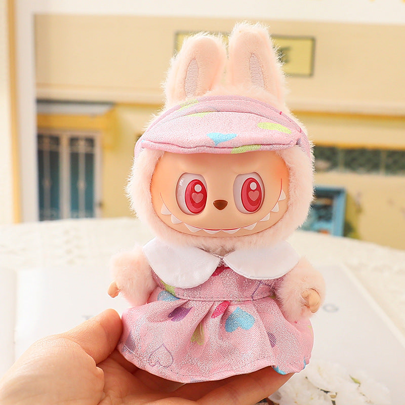 Generation II Blind Box Labubu Pendant Clothes Rab Cloth Sit Clothes Baby Clothes Pink Love Bear dress