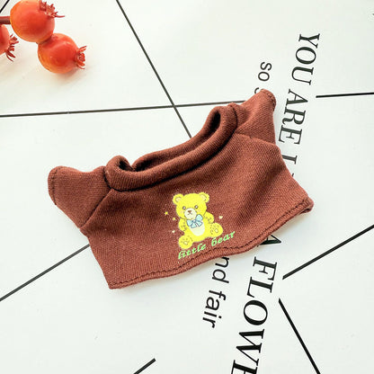Clothes Only] 17cm Pendant Labubu Clothes Cat t Camellia Straw Hat Suit Labubu Doll Clothes