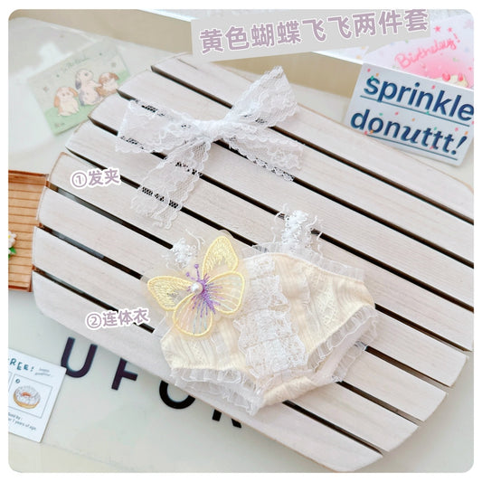 Labubu Doll Cute Butterfly Princess Jumpsuit Outfit for 17cm Vinyl Doll
