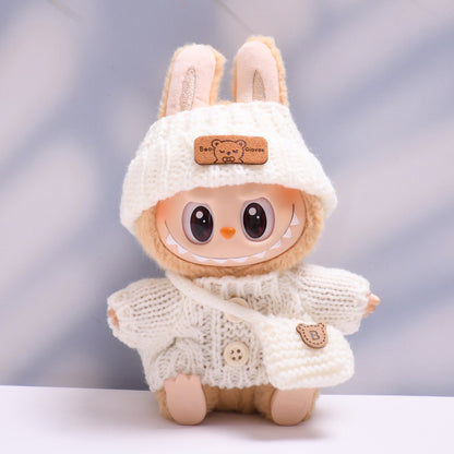 Labubu Doll Button Sweater & Hat Outfit Set for 1st & 2nd Gen Pendants