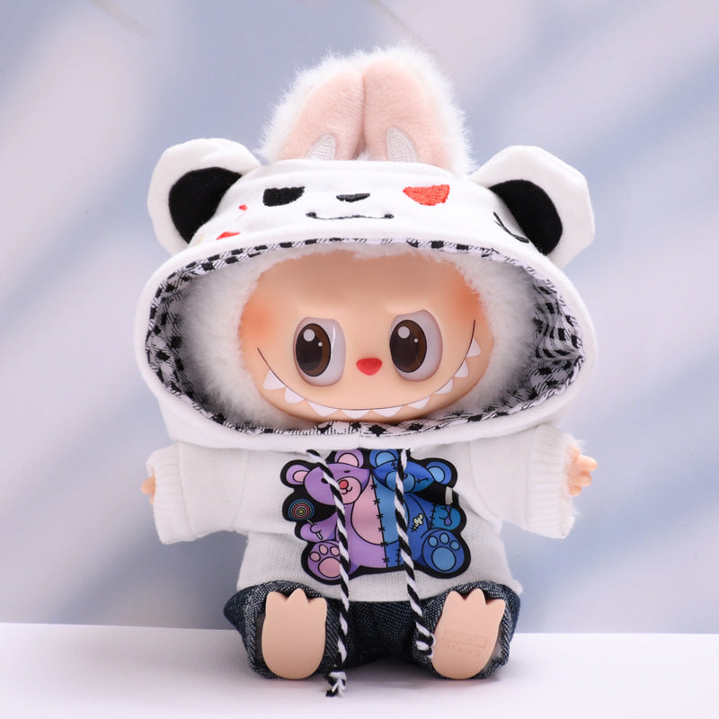 Only clothes] the first and second generation Labubu pendant clothes bear hooded vests suit cloth doll clothes
