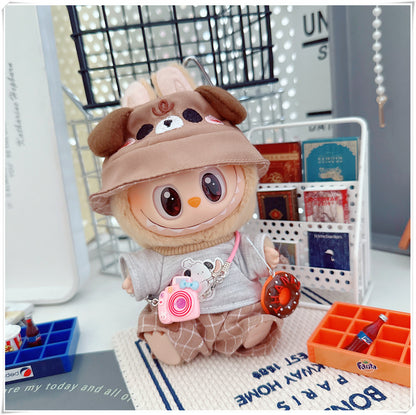 Labubu Doll Outfit - Plaid Suit, Hat & Accessories for 10cm & 17cm Dolls