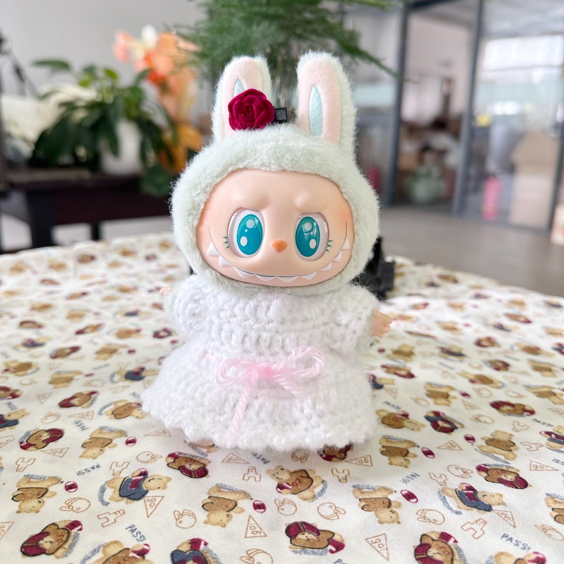 Clothes Only] 15cm Pendant Labubu Blind Box Macaron Labubu Time to chill Doll